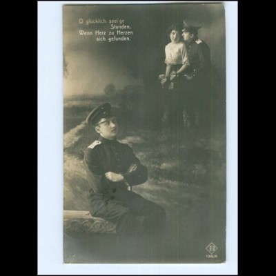 Y13994/ Soldat mit Frau Fotomontage Foto AK 1. Weltkrieg 1917