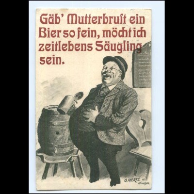 Y14189/ Dicker Mann trinkt Bier Humor O. Merte AK 1910