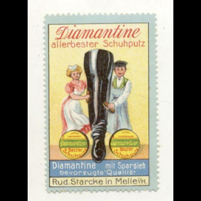 T1191/ Reklamemarke Diamantine Schuputz Schuhcreme Litho ca.1912