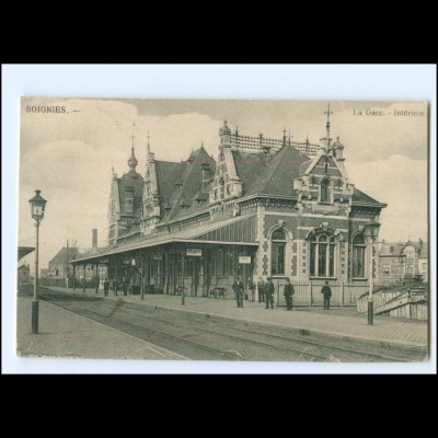 XX007488/ Soignies Belgien La Gare Bahnhof 1915