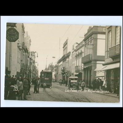 XX009110/ Las Palmas Calle Mayor de Triana Straßenbahn Foto AK ca.1930