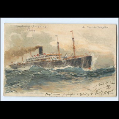 XX009128/ Dampfer Hamburg-Amerika-Linie Litho AK Hans Bohrdt 1908