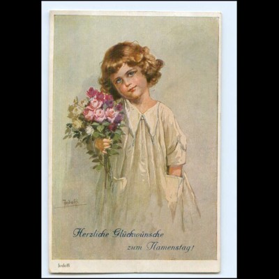 Y14525/ Namenstag Mädchen mit Blumen Künstler AK Jodolfi 1925