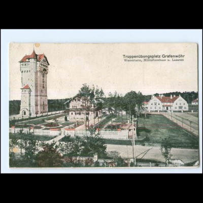 U9032/ Truppenübungsplatz Grafenwöhr Wasserturm, Militärforsthaus AK 1918 WK1