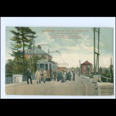 XX008010/ Herbesthal Straßenbahn Grenze Deutschland - Belgien AK 1916