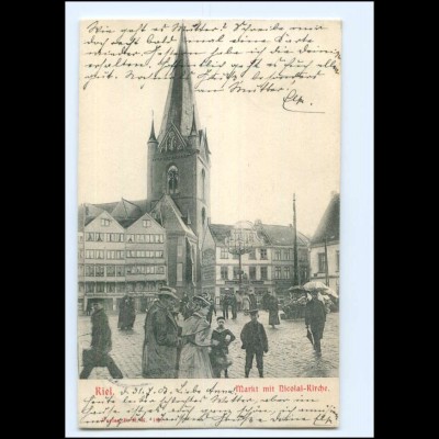 XX008679/ Kiel Markt mit Nicolai-Kirche 1903 AK
