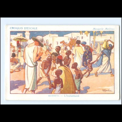 XX009017/ Croquis D`Escale Dschibuti Ostafrika Künstler AK H. Gervese Maritim