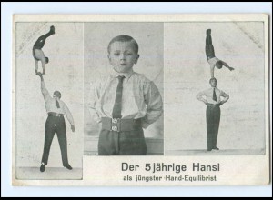 U9404/ der 5 jährige Hansi Hand-Equilibrist Variete AK ca.1925
