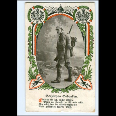 Y15627/ 1. Weltkrieg "Herzliches Gedenken" Soldat AK 1915