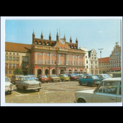 Y15685/ Rostock Rathaus Autos Bild und Heimat AK 