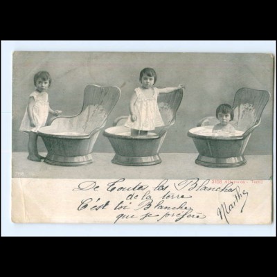 Y16541/ Kinder baden in der Badewanne 1905 AK 