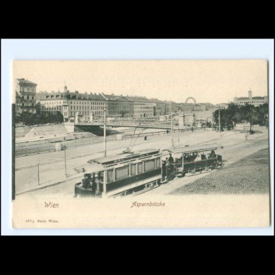V347/ Wien Aspernbrücke Straßenbahn AK ca.1900