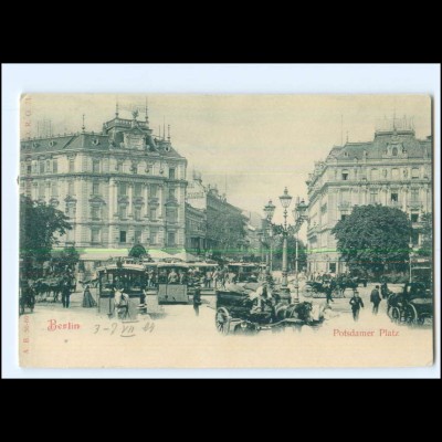 V307/ Berlin Potsdamer Platz Straßenbahn Pferdebahn AK ca.1900
