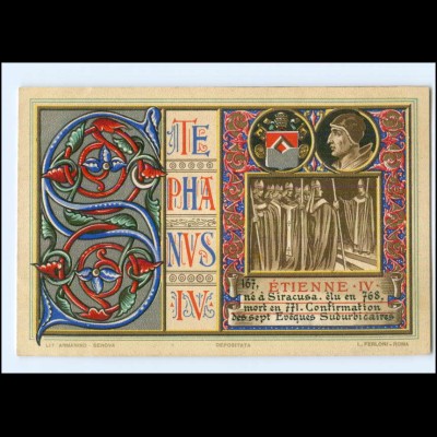 S2318/ Vatikan Papst Stephan IV Litho AK 1903 Karte Nr. 167 Vatican 