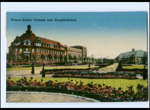 V568-4690/ Wanne-Eickel Postamt u. Hauptbahnhof AK 1937
