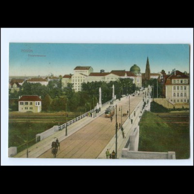XX10599/ Posen Theaterbrücke Straßenbahn 1915 AK