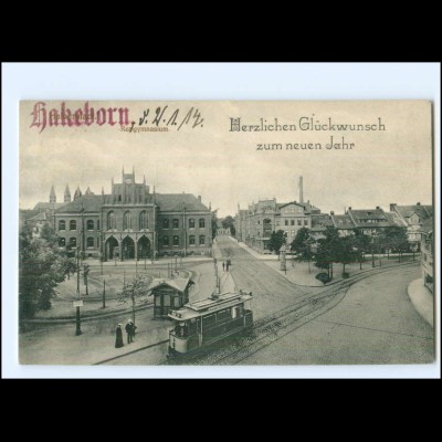 XX11028-388/ Halberstadt Realgymnasium Straßenbahn AK 1914