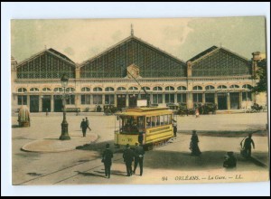 Y17547/ Orleans La Gare Bahnhof Straßenbahn AK ca.1912