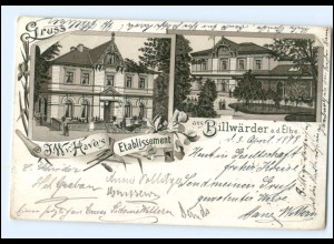 S2496/ Gruß aus Billwärder Hamburg Have`s Etablissement Litho AK 1898