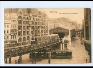 XX11247/ Hamburg Hochbahnhof Rödingsmarkt Straßenbahn 1913 AK