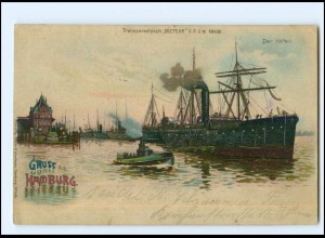 XX16255/ Gruß aus Hamburg Hafen Halt gegen Licht Meteor Litho AK 1899