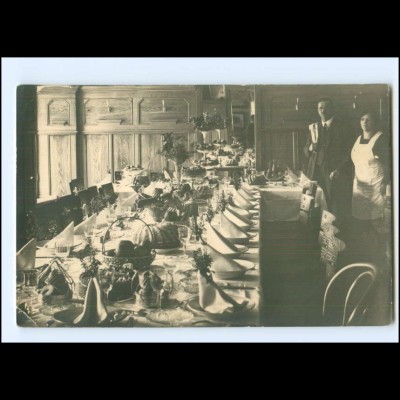 Y18008/ Restaurant gedeckter Tisch Foto AK ca.1920