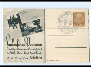 V1378/ Stettin Landesschau Pommern Ganzsache 1938 PP122/C76/01