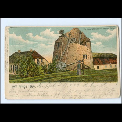 Y18748/ Die niedergeschossene Düppel Mühle Nordschleswig Litho AK 1904