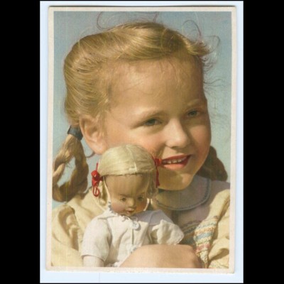 Y19254/ Hübsches Mädchen mit Puppe Nr. 1241 AK 50er