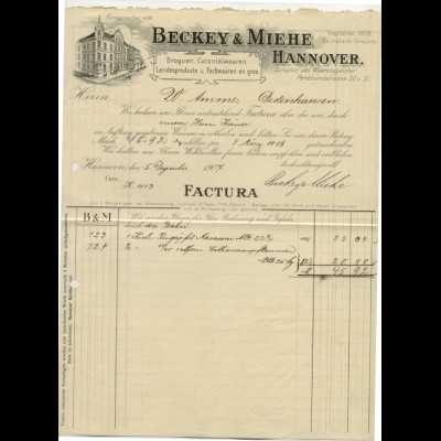 c488/ Rechnung Beckey & Miehe Hannover 1908