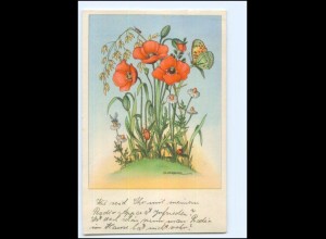 Y25156/ G. Lambertz AK Blumen Insekten Schmetterling 1943 