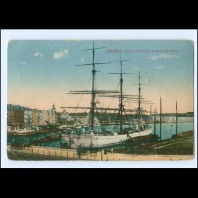 XX18093/ Stettin Australienfahrer Ladung löschend Segelschiff Pommern AK 