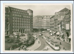 V5443/ Hamburg Gänsemarkt Straßenbahn Autos Foto AK ca. 1940