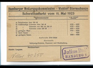 Y24694/ Hamburg Viehhof Sternschanze Schweinemarkt 1923 AK 