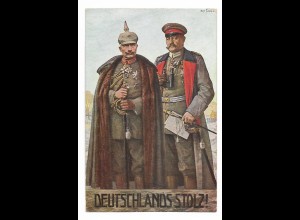 Y24693/ Kaiser Wilhelm + Hindenburg Deutschlands Stolz! Rotes Kreuz WK1 AK 1915