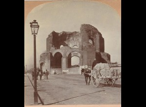 XX17280/ Stereofoto Rom Eselfuhrwerk Temple of Minerva Italien Foto 1898