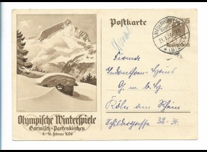 Y25381/ Ganzsache Olympiade 1936 Winterspiele Garmisch-Partenkirchen 