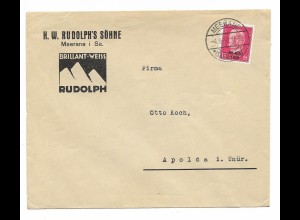 Y25370/ Brief H.W. Rudolph`s Söhne Meerane i. Sachsen 