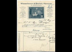C5126/ Rechnung Wiesenhavern & Bleifeld, Hannover Gas und Wasser Sanitär 1908