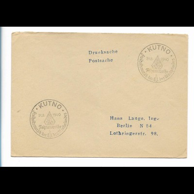 C5174/ Brief Postsache Stempel: Kutno Freiheitsmarsch der HJ Wartheland 1940
