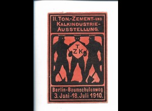 Y26176/ Reklamemarke Berlin Baumschulenweg Ton-Zement Ausstellung 1910