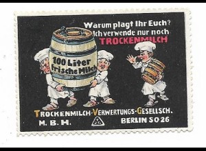 Y26539/ Reklamemarke Trockenmilch--Verwertungs-Ges., Berlin Bäcker ca.1912