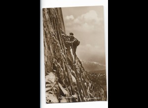 Y26884/ Bergsteiger Schweiz Platten Kletterei Trinks-Bildkarte AK-Format ca1925