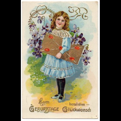 W8R68/ Geburtstag Mädchen schöne Litho Glanz AK 1912