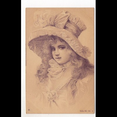 Y9893/ Mädchen mit Hut schöne Litho AK ca.1900 