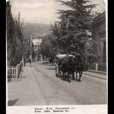 AK-1144/ Krim Jalta Ekaterin Straße Rußland NPG Stereofoto ca.1910