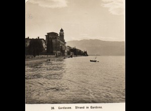 AK-2289/ Strand in Gardone Gardasee Italien NPG Stereofoto ca.1910