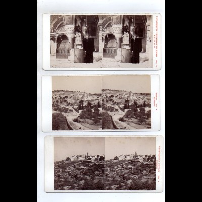 AK-2442/ 3 x Palästina Jerusalem Bethlehem Stereofoto v Alois Beer ~ 1900