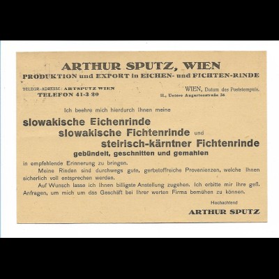 Y16253/ Arthur Sputz, Wien Eichen- u. Fichtenrinde Werbe AK 1927
