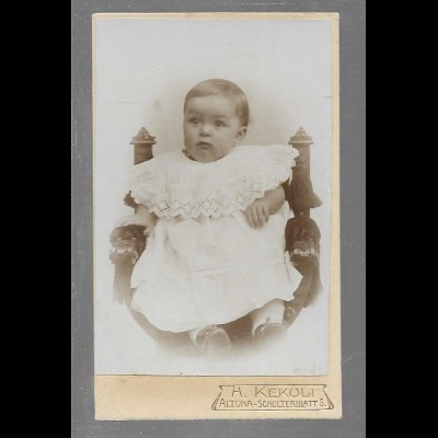 Y16311/ CDV Foto Baby Kind Atelier H. Kekoli, Hamburg Altona, ca.1900